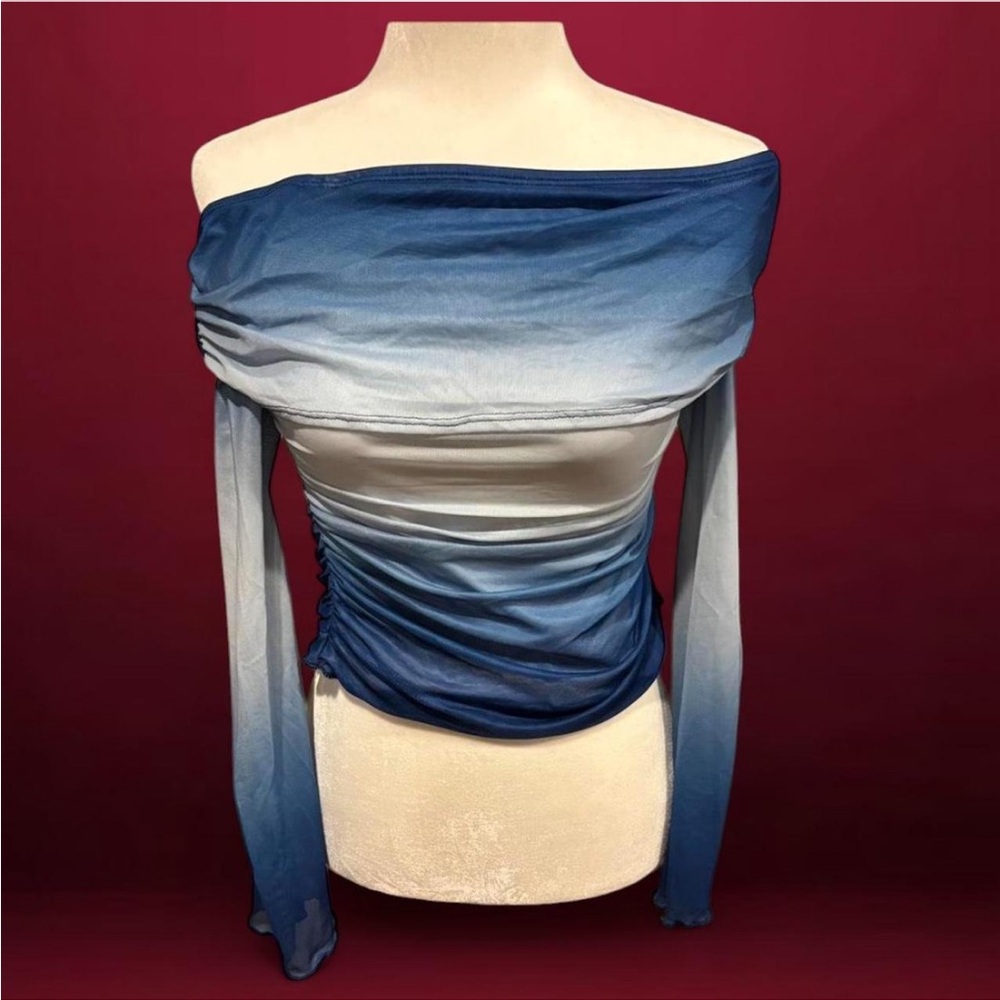 Blue Ombre Off-Shoulder Top